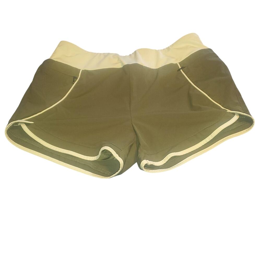 Fulbelle Size L (30x3.5) Army Green Althetic Shorts Zippered Pockets Wide Band